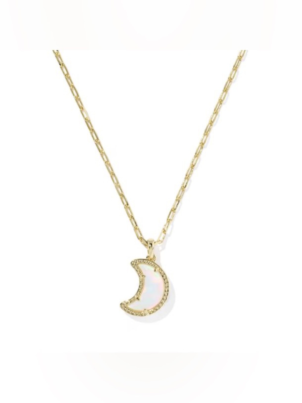 Pandora Gold Crescent Moon Necklace with Iridescent Inlay